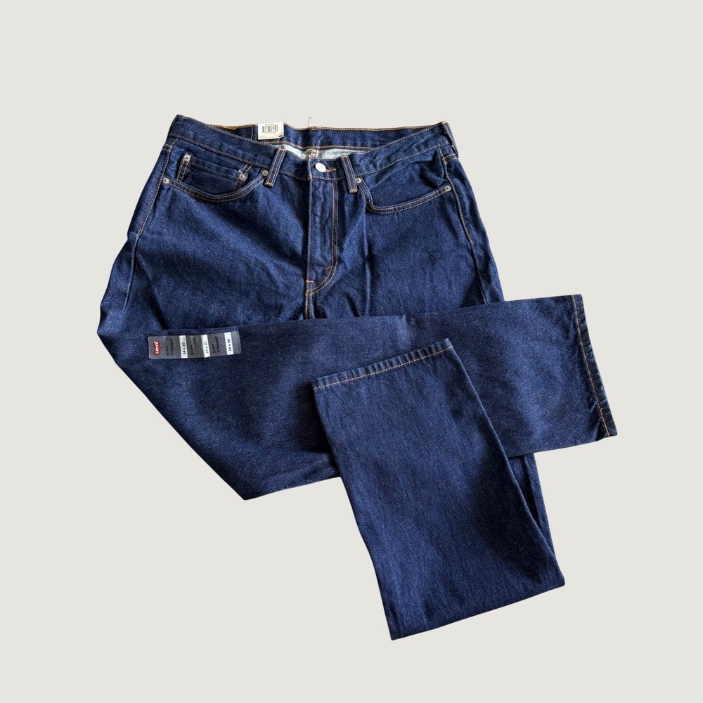 Levis 514 Straight Jeans Mens 34x30 Dark Indigo NWT Regular Fit Denim red tan